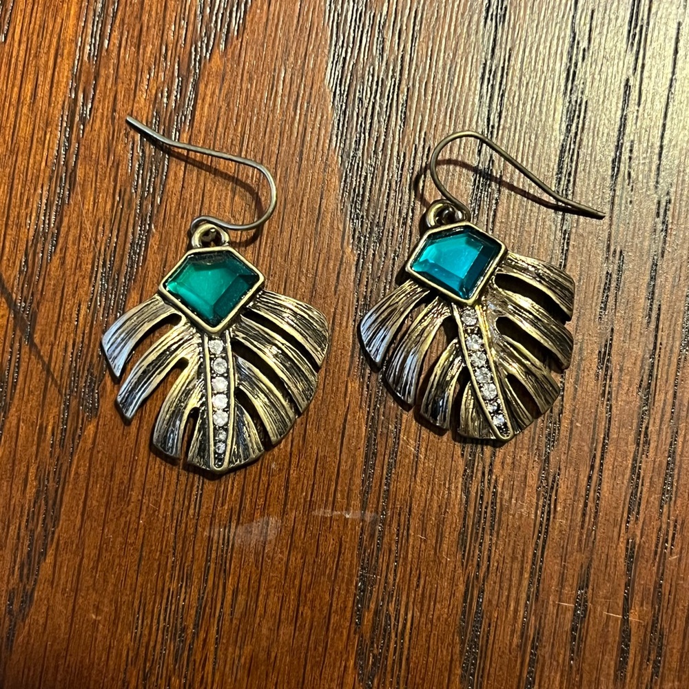 Palm Tree Leaf Earrings and Necklace